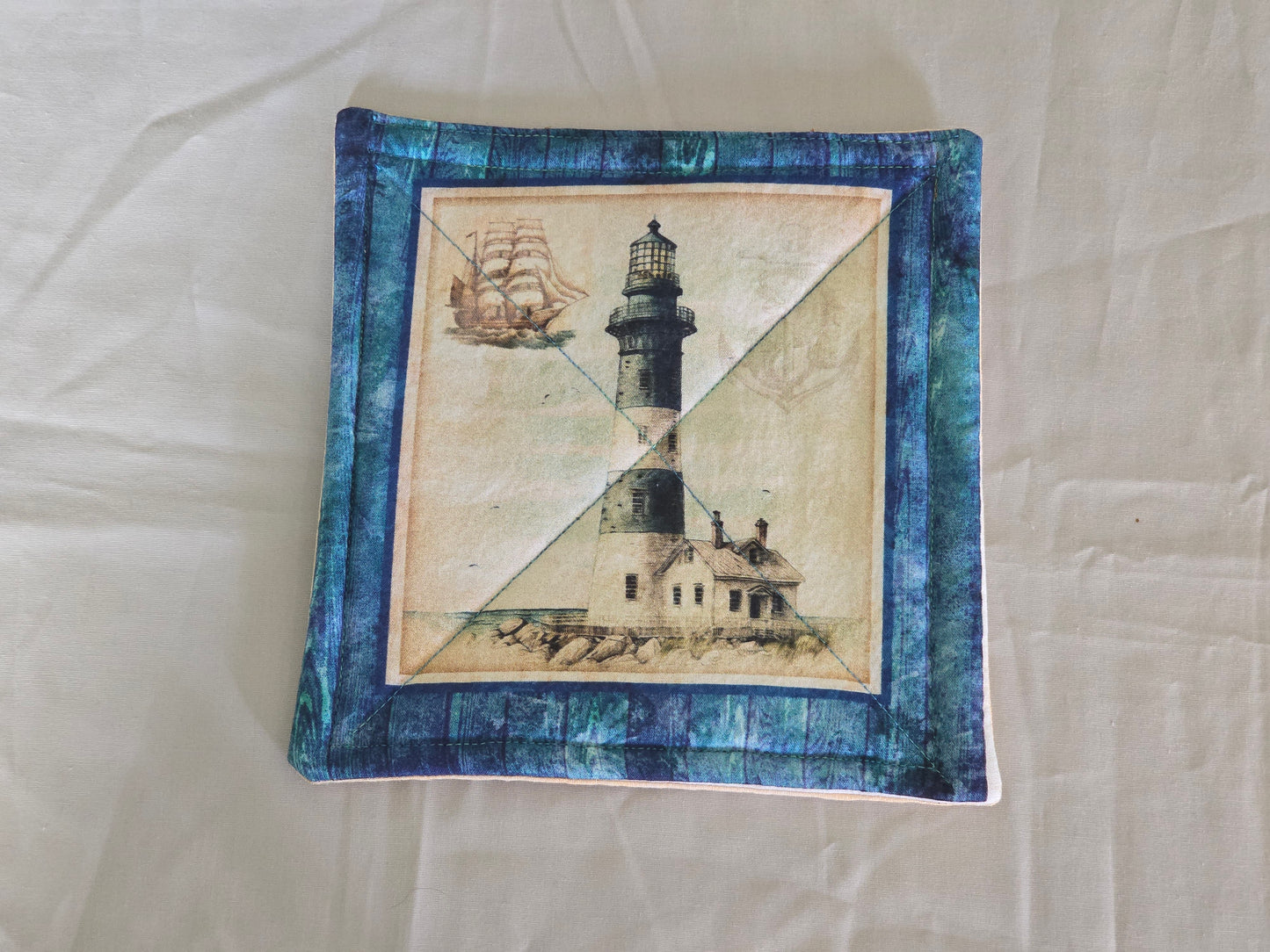 Pot-Holder Classic Sail Boats and Lighthouses #1