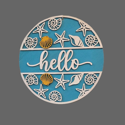 Hello- Seashells Wall Sign