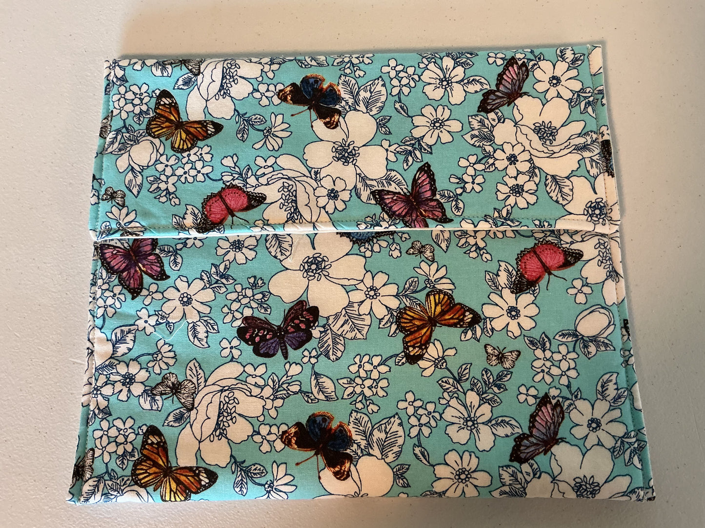 Potato bag/tortilla warmer-pink and blue butterflies