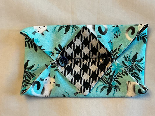Kleenex holder-Turquoise cat