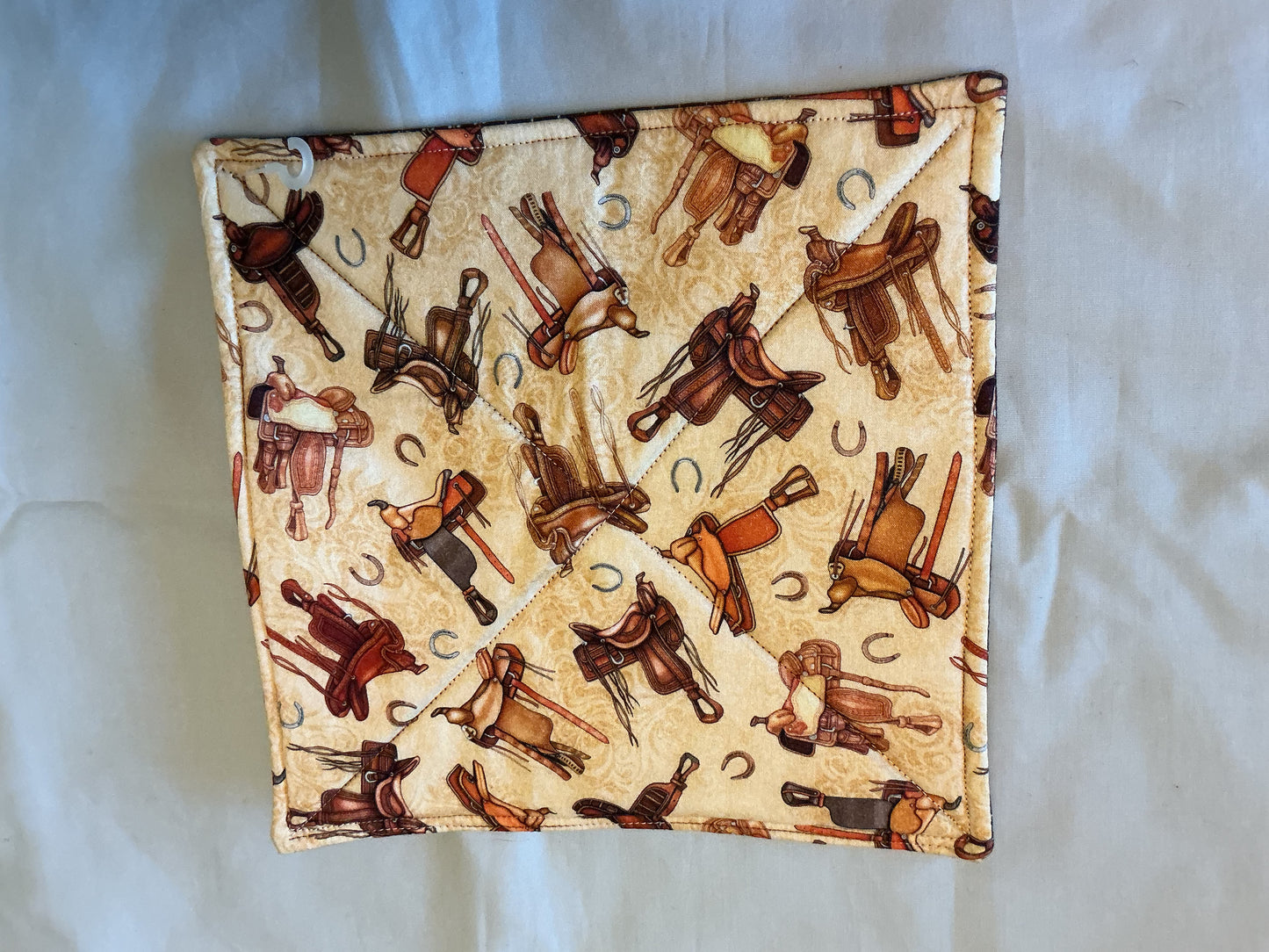 Pot holder-saddles and horseshoes/brown