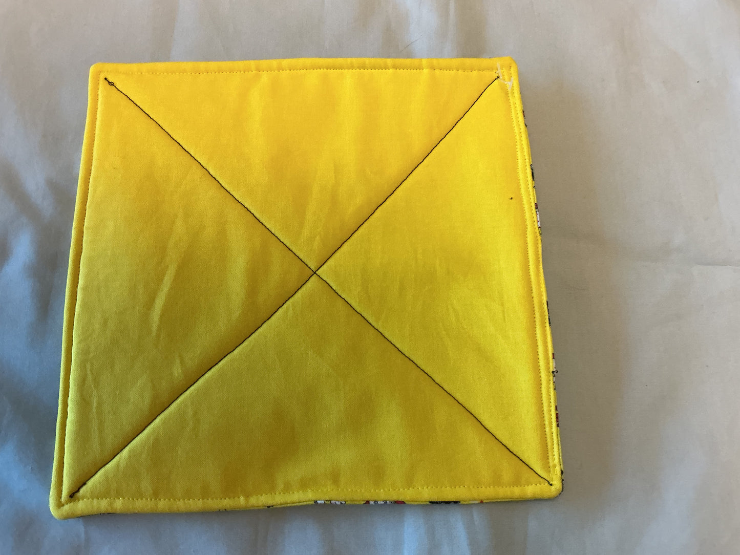 Pot holder-chickens and polka dots/yellow