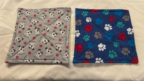 Pot Holder - I Woof You with Red, White, and Blue Paws