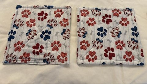 Pot-holder 4th of July Paw Print