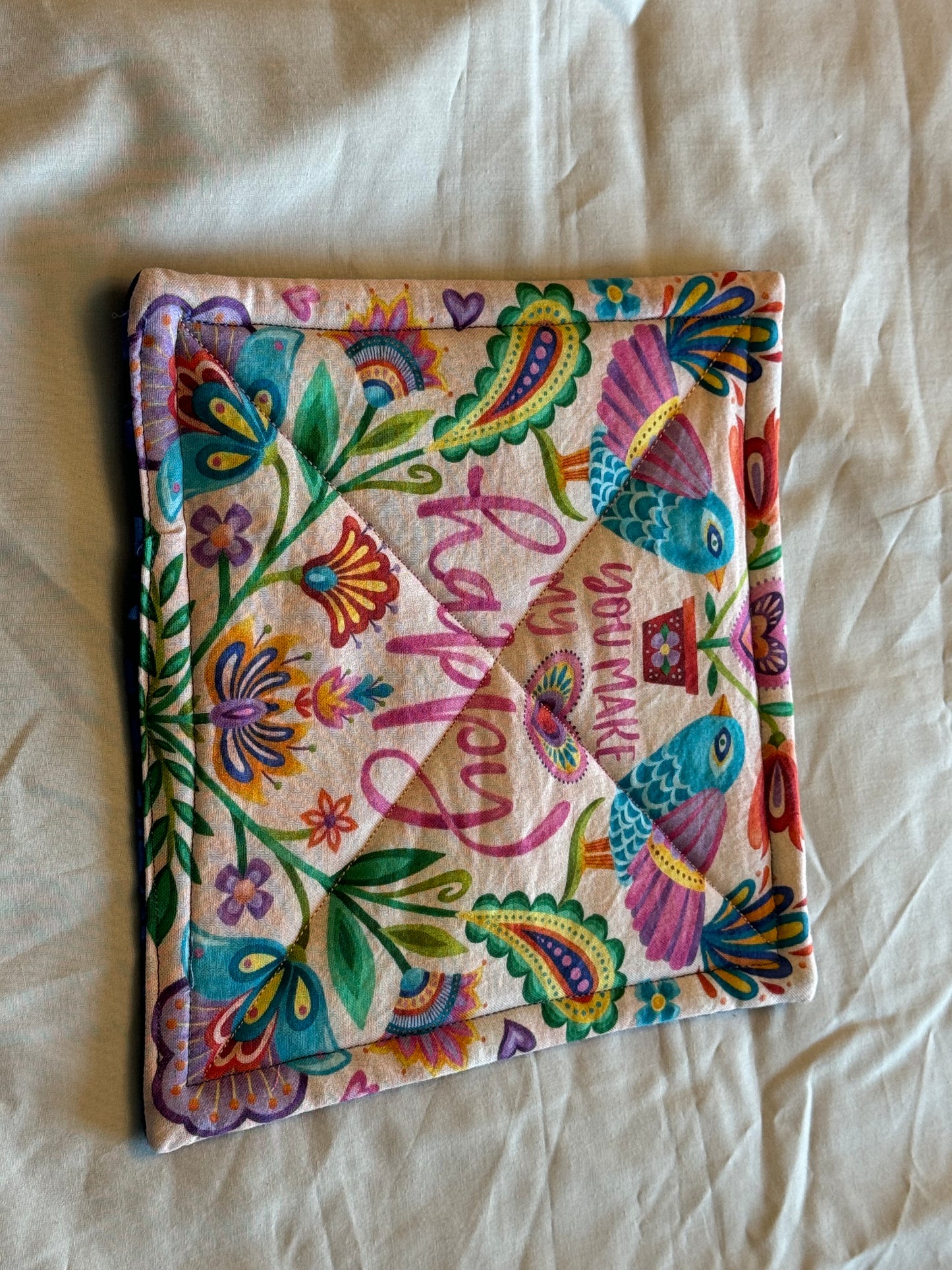 Pot Holder-Floral butterfly-Happy heart