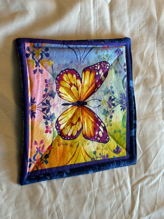 Pot Holder-Floral butterfly purple, orange-love