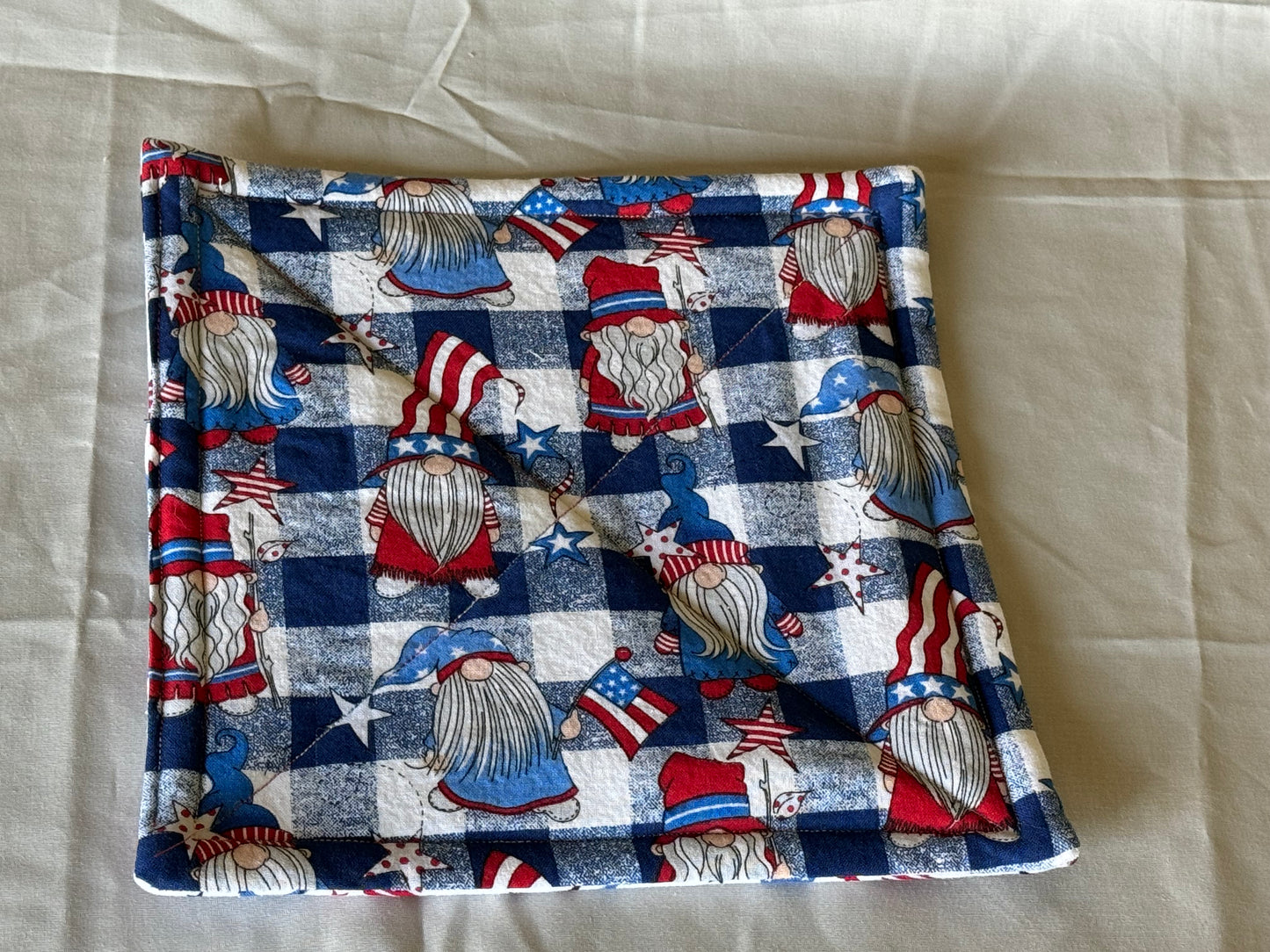 Pot Holder-4th of July Gnomes/r-w-b stars