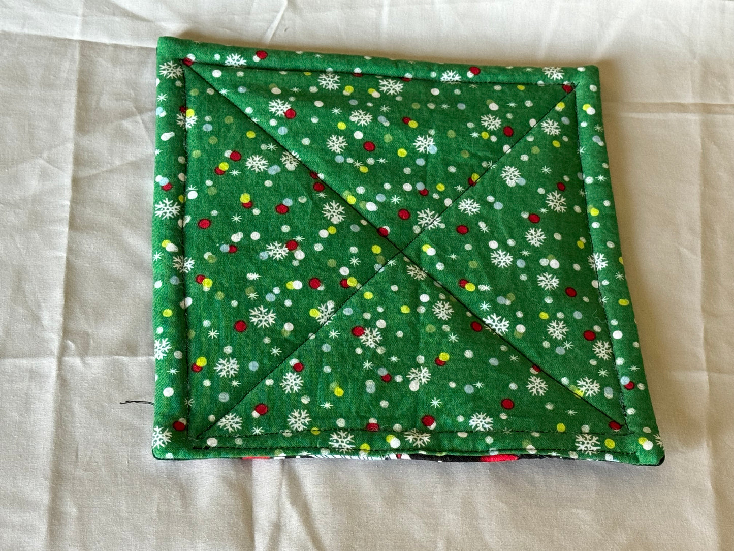 Pot Holder-Christmas Gnome-polka dot-green