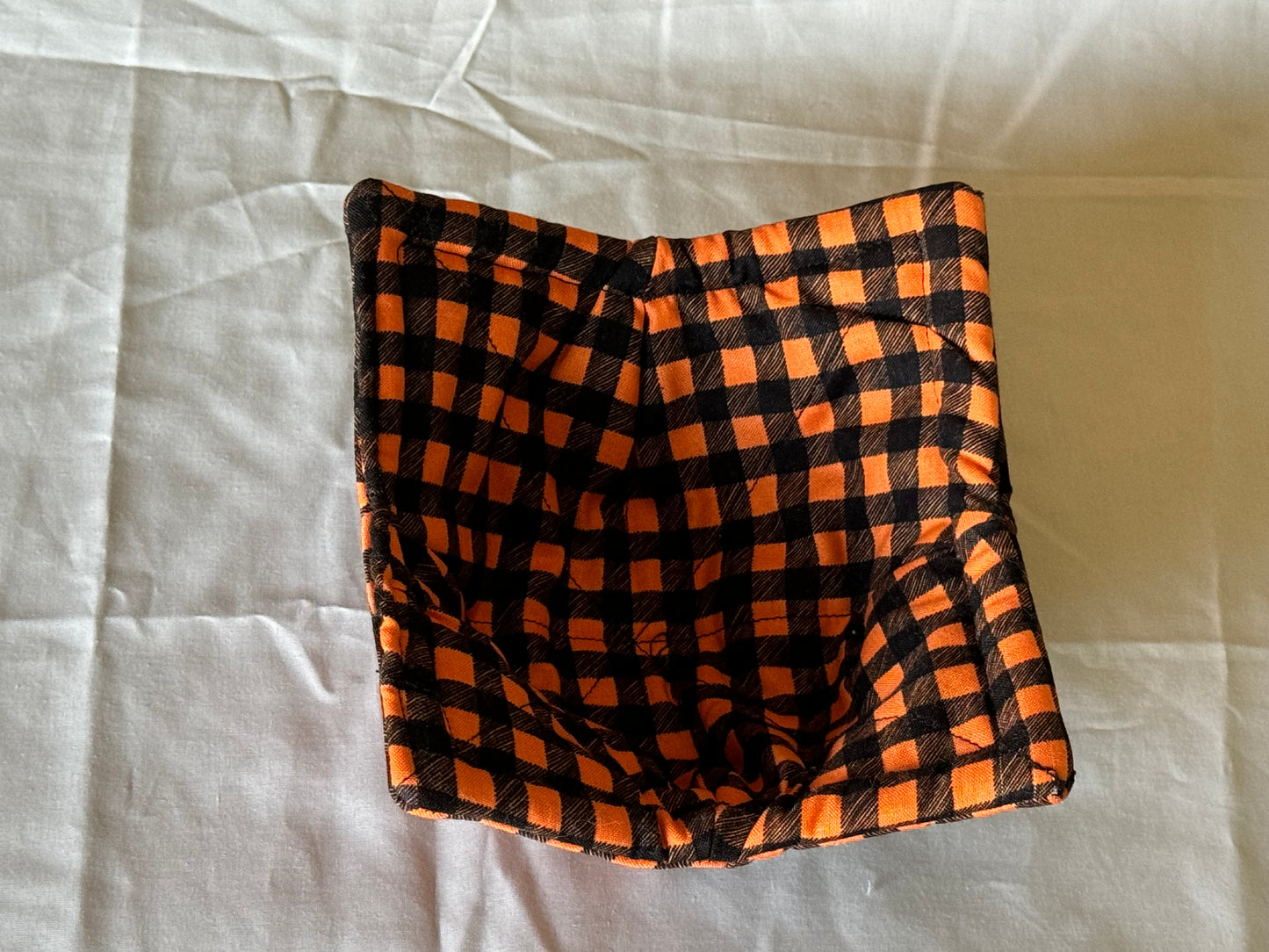 Microwavable Cozy Bowl-Halloween-black and orange plaid