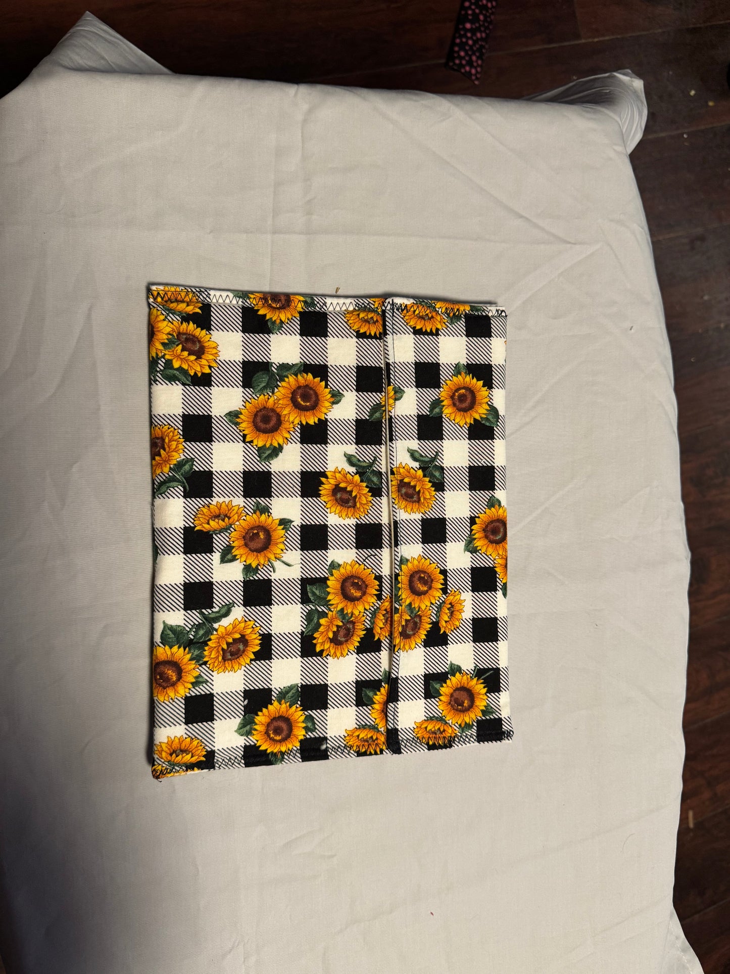 Potato Bag-sunflower/black and white plaid