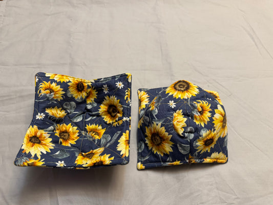 Cozy bowl-Sunflowers and daisies double sided