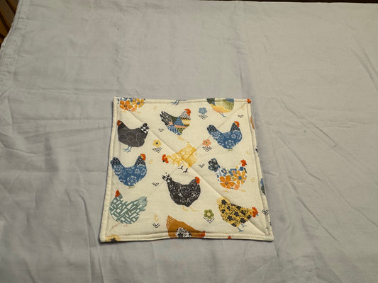 Pot holder floral chickens