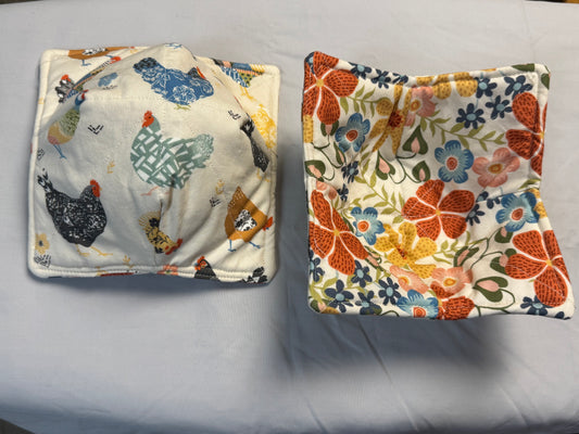 Cozy bowl-Floral chickens/colorful flowers