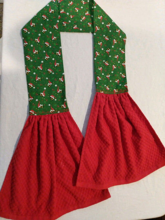 Kitchen Towel Scarf - Santa Bees