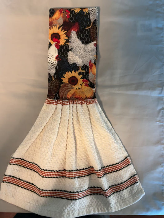 Kitchen towel scarf-Chickens and roosters